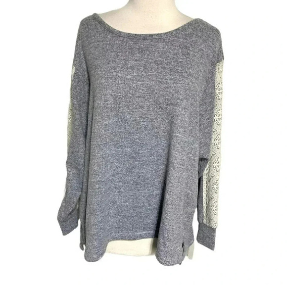 Flora Nikrooz XXL space gray with lace‎ long sleeves sweatshirt - Picture 2 of 5
